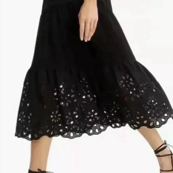 NWOT JCREW Tiered Knit Midi Maxi Black Eyelet Dress M - Picture 6 of 16